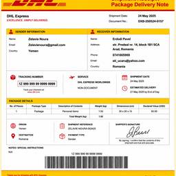 DHL Shipment Receipt Generator