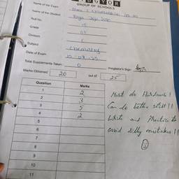 Exam Marksheet Marks Edit