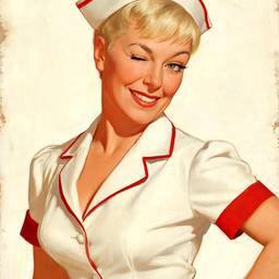 Vintage Pinup Nurse Art