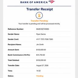 Pending Bank Transfer Receipt