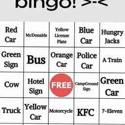 Road Trip Bingo Card