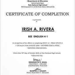 Straightened Certificate Photo