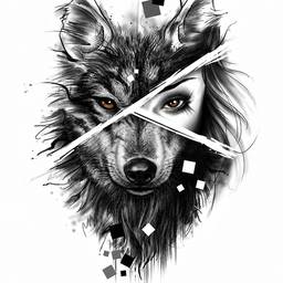 Wolf Woman Fusion Art