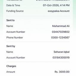 Bank Transfer Receipt Edit