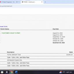 Student Account Statement Edit