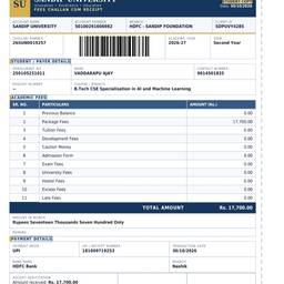 Before - University Fee Receipt Edit