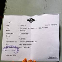 University Fee Receipt Edit