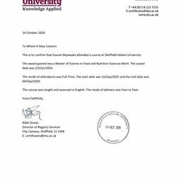 University Letter Name Change
