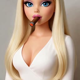 After - Doll Puffing Cigar Smoke