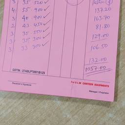 Handwritten Bill Total Edit