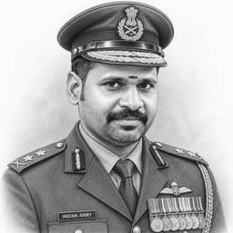 Indian Army Pencil Portrait