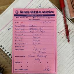 Editable School Fee Receipt