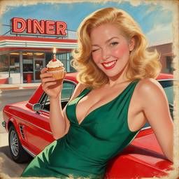 Vintage Pin-Up Birthday Art