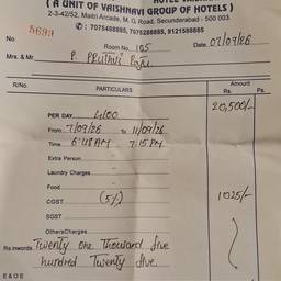 Antes - Editar GST en recibo de hotel