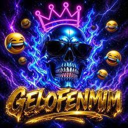 Neon Skull Gold Text