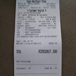 After - Fuel Receipt Amount Edit