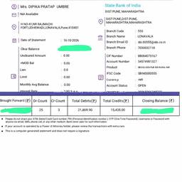 Bank Statement Month Edit