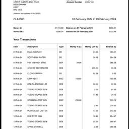 Before - Bank Statement Details Edit