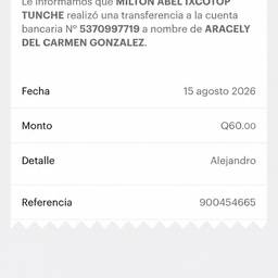After - ACH Transfer Receipt Edit