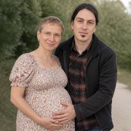 Realistic Pregnant Couple Portrait