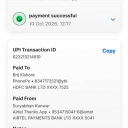 UPI Payment Date Edit