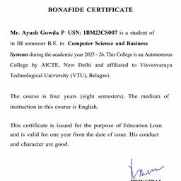 Bonafide Certificate Draft