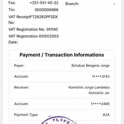 Bank Transfer Receipt Edit