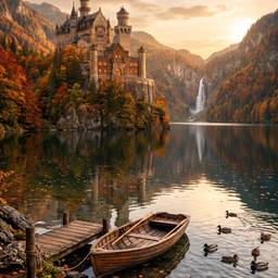 Medieval Castle Autumn Landscape