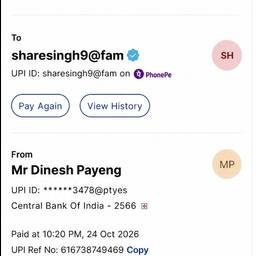 Before - Blur UPI ID Payment Proof