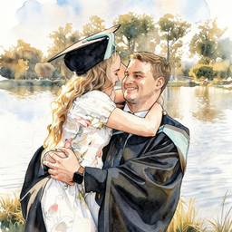 Watercolor Graduation Portrait