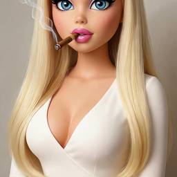 Blonde Doll Cigar Portrait