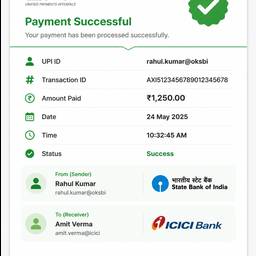 UPI Payment Success Slip