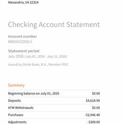 Bank Statement Number Edit