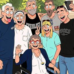 Goofy Cartoon Family Group