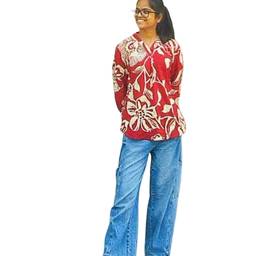 After - Floral Blouse Photo Cutout