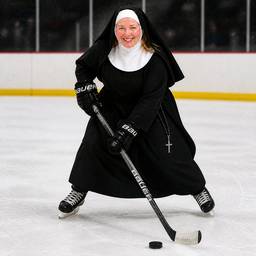 Nun Playing Ice Hockey