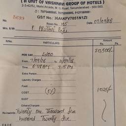 Después - Editar GST en recibo de hotel