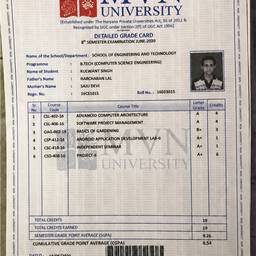 University Grade Card Edit