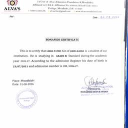 School Bonafide Certificate Edit