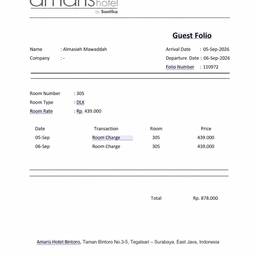 Hotel Folio Document Edit