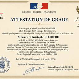French Military Certificate