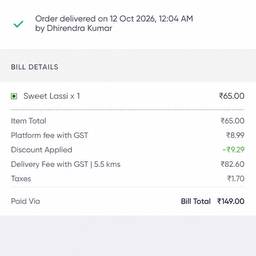 Food Delivery Bill Edit