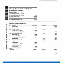 Bank Statement Balance Edit