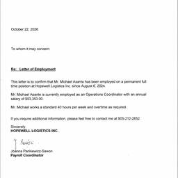 Employment Letter Date Edit