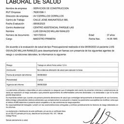 Clean Scanned Health Certificate