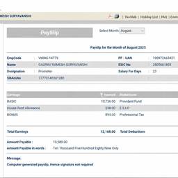 Payslip Month Edit