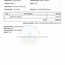 Fee Receipt Amount Edit