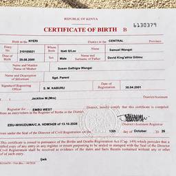 Antes - Certidão de nascimento endireitada