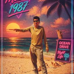 80s Retro Beach Photo