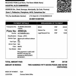 Depois - Digitalização de recibo em preto e branco limpa